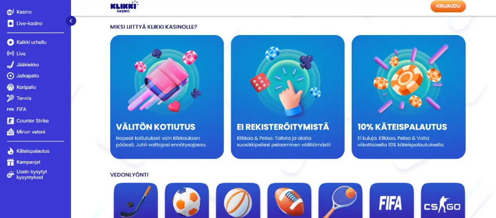 klikki kasino ilman tiliä